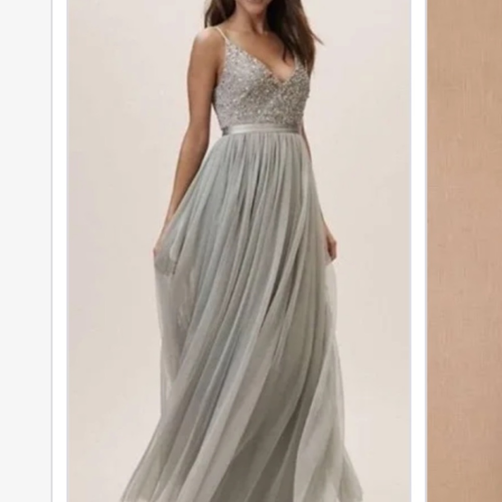 BHLDN Silver and Gray Embellished Gown